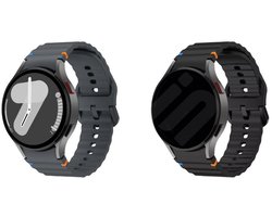 Strap-it Siliconen Wave bandjes 2-pack - geschikt voor Samsung Galaxy Watch 7 (40 & 44mm) / Watch 6 (Classic) / Watch 5 (Pro) / Watch 4 (Classic) / Watch FE - Zwart & Grafiet - comfortabel & duurzaam - stijlvol