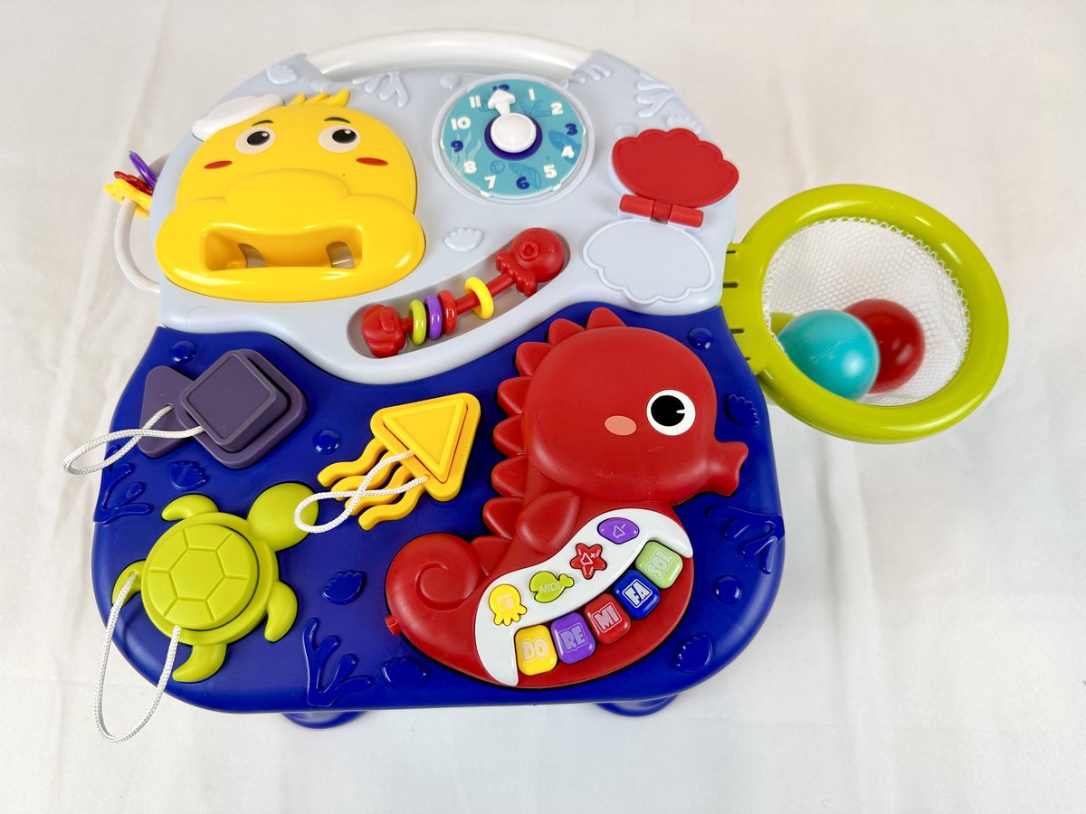 Speeltafel met Muzikalebaby Edicatif 6 Maanden -Piano en Bal om te Gooien - Elektronisch Educatief Speelgoed voor Baby’s en Peuters - Interactieve Tafel voor Motorische Ontwikkeling - Zeepaardje Thema - Speel- en Leerplezier met Geluid
