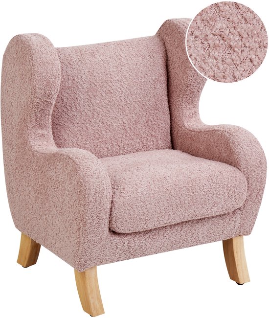 FARUM - Fauteuil enfant - Rose clair - Bouclé