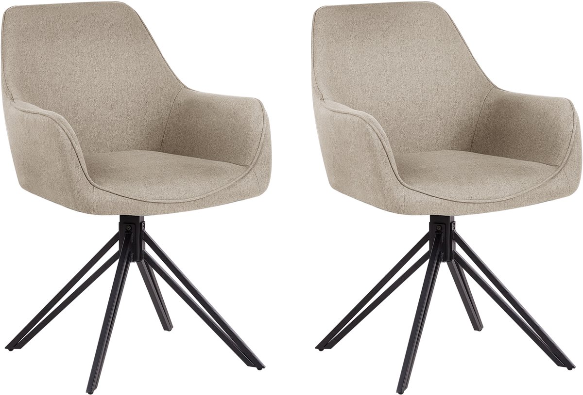JODAR - Eetkamerstoel set van 2 - Taupe - Polyester