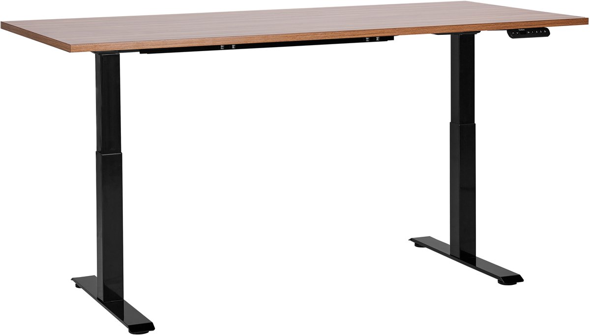 Beliani DESTINES - Elektrisch bureau - Donkerhout/Zwart- 180 cm - MDF Bruin