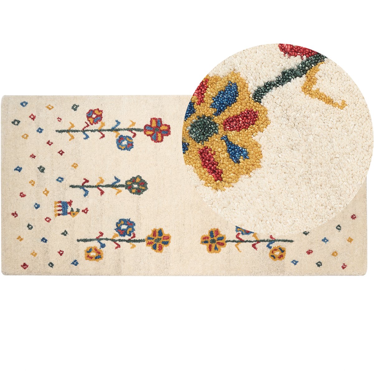 HUSUNLU - Modern vloerkleed - Beige - 80 x 150 cm - Wol