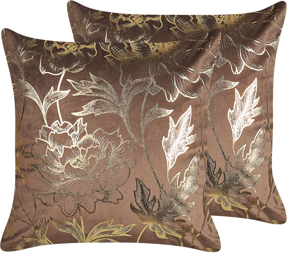 DAFFODIL - Sierkussen set van 2 - Bruin - 45 x 45 cm - Fluweel