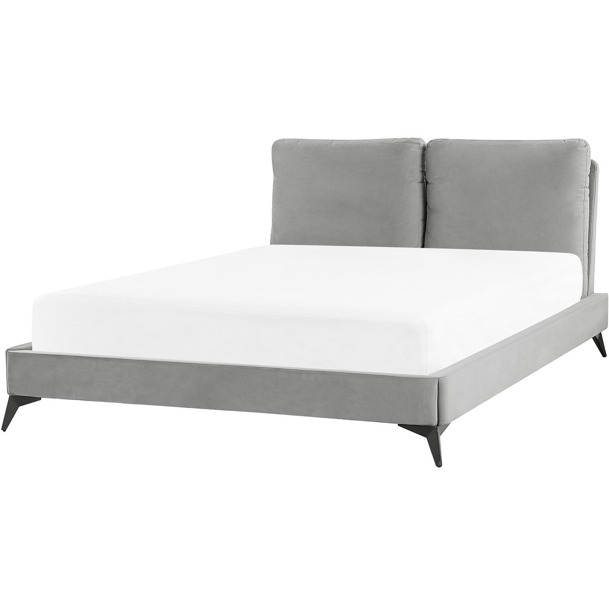 Beliani MELLE - Tweepersoonsbed - Grijs - 140 x 200 cm - Fluweel
