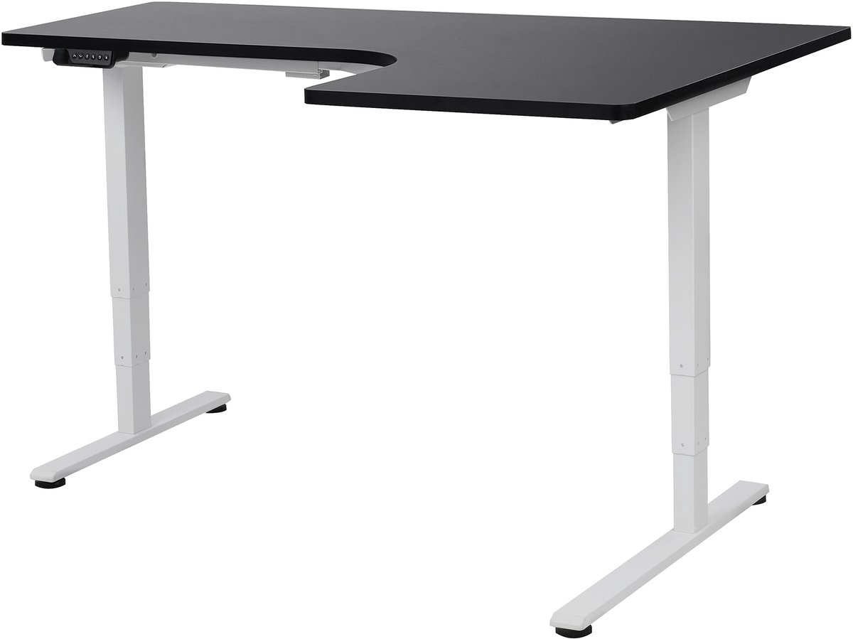 DESTINES - Elektrisch bureau - Wit/Zwart - Rechtszijdig - Vezelplaat