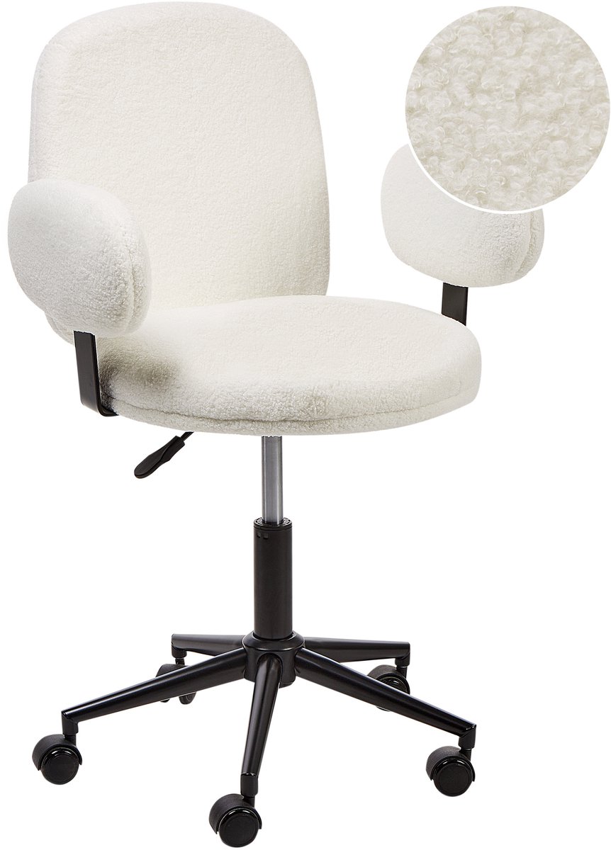 MORAGA - Bureaustoel - Gebroken wit - Bouclé