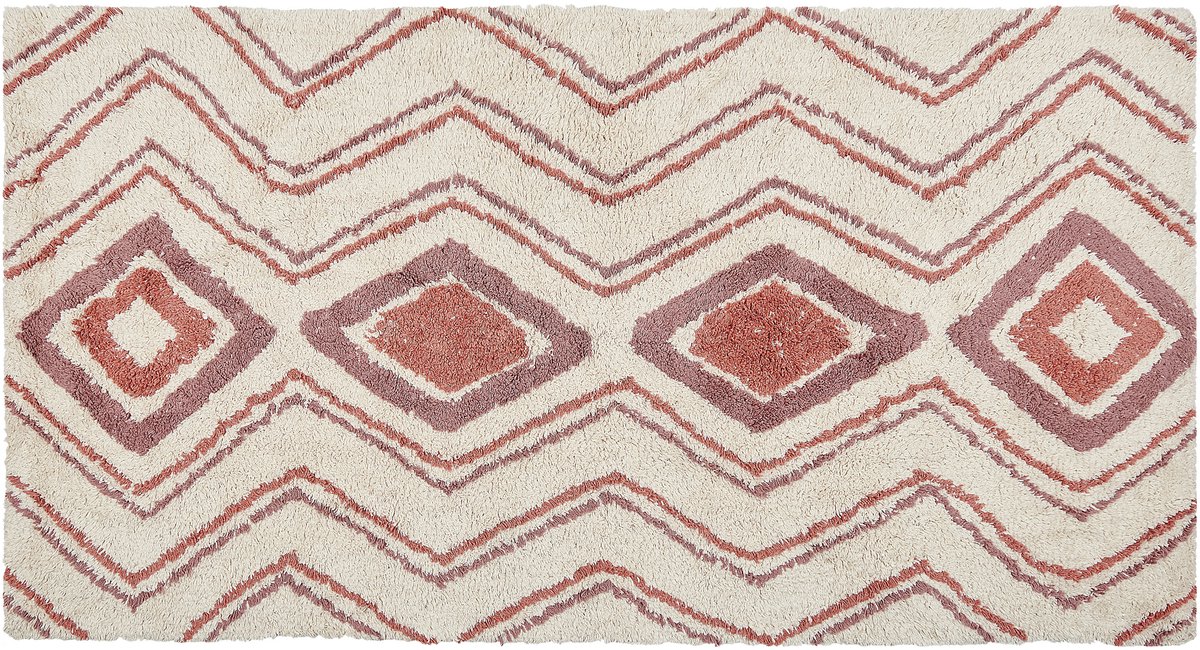 Beliani KASTAMONU - Laagpolig vloerkleed - Beige - 80 x 150 cm - Katoen