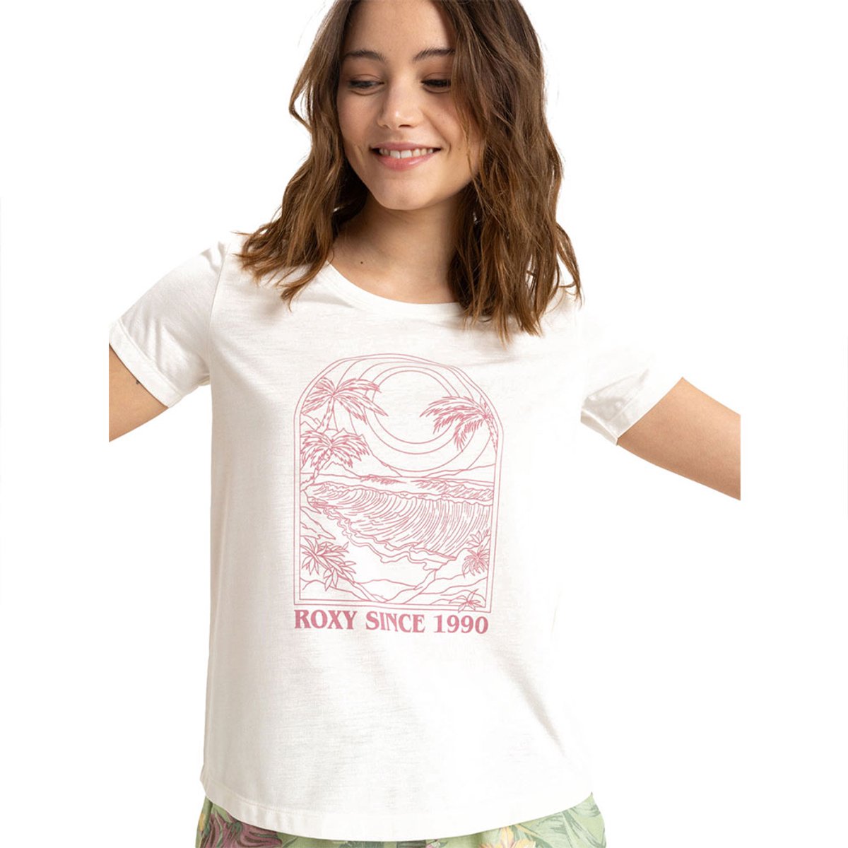 Roxy Surfclassic Ss T-shirt Met Korte Mouwen L Vrouw Egret