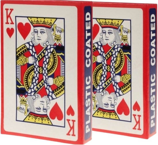 Speelkaarten Van Luxe Kwaliteit 55 Kaarten  52 2 Jokers 1 Bridge Scorekaart) Ft 56 X 87 Mm Geassorteerde Kleuren  Blauw En Rood