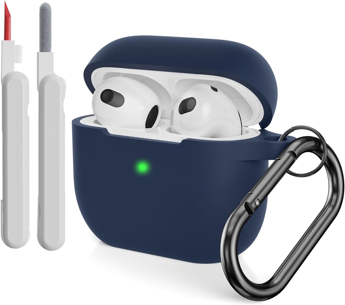 Zachte Siliconen Hoes voor AirPods 3 met Reinigingskit - Schokbestendige Bescherming in Middernachtblauw