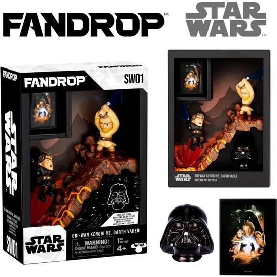 Figurine - FANDROP x STAR WARS - Obi-Wan vs Anakin - Vitrine met cultscène + miniposter - 18 cm