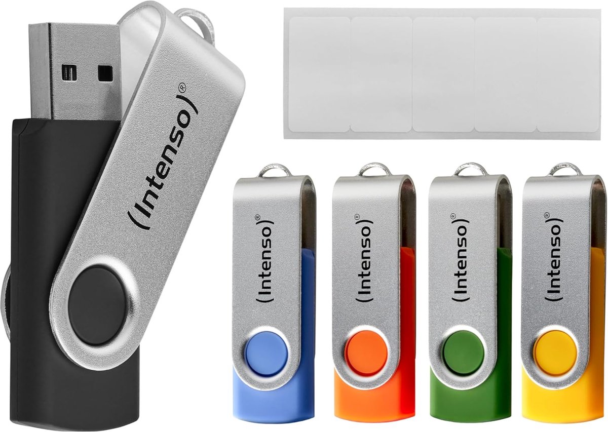 USB-sticks 5 x 16 GB - USB 2.0 met Etiketten in Diversen Kleuren