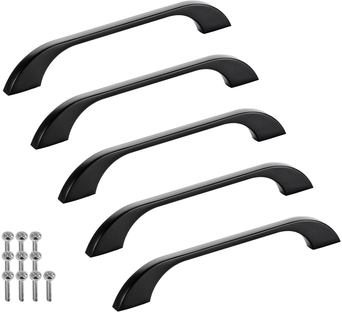 SOTECH set van 5 meubelgrepen BLACKLINE XIII BA 128 mm mat zwart (lengte 167 mm, breedte 10 mm, hoogte 25 mm) design aluminium ladegrepen