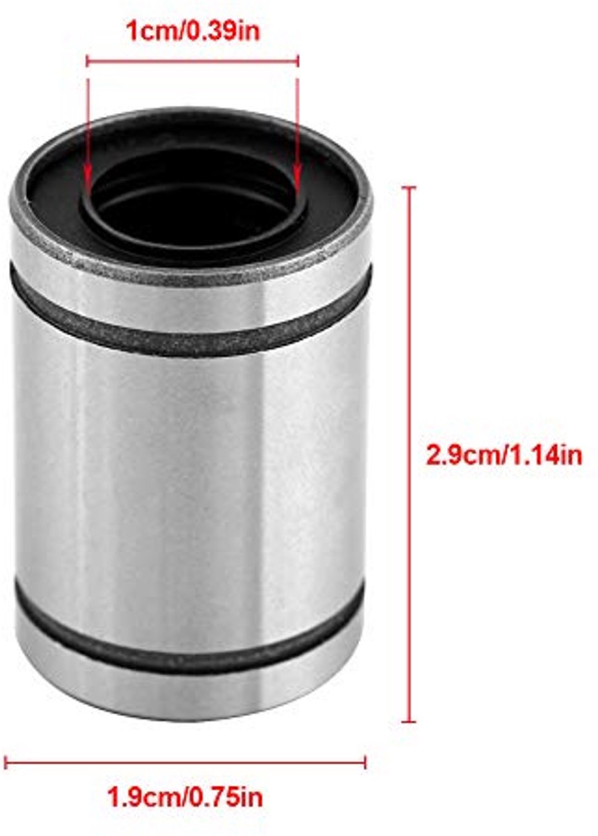 Linear Ball Bearings, 8pcs LM10UU 10mm Ball Bearings 3D Printer CNC Parts Bushing, Linear Motion Accessories