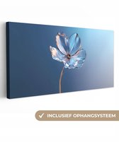 Peinture sur toile 160x80 cm - Décoration murale exclusive Blauw - Bloem - Verres - Gracieux - Décoration murale salon - Décoration chambre - Accessoires chambre - Peintures sur toile