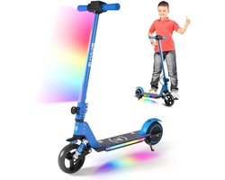 Elektrische Step Kinderen - Kinderstep Inklapbaar - 130W - Max 14km/u - LED Verlichting - 8km Bereik - Blauw