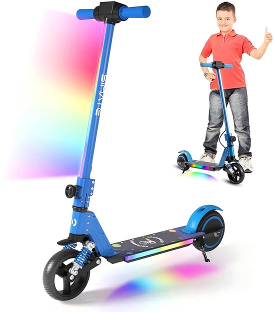 Elektrische Step Kinderen - Kinderstep Inklapbaar - 130W - Max 14km/u - LED Verlichting - 8km Bereik - Blauw