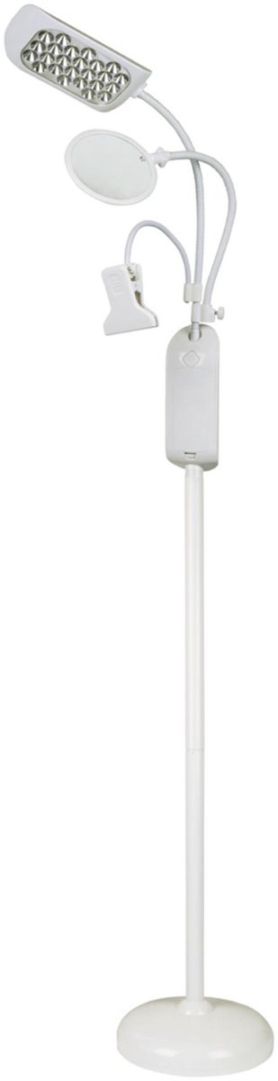 KLEIBER LED-staande lamp met klem en loep, wit