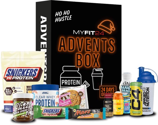 Fitness Adventskalender – 24 sportieve verrassingen met eiwitrepen, supplementen & fitness accessoires – De perfecte adventskalender voor fitnessliefhebbers van MYFIT24