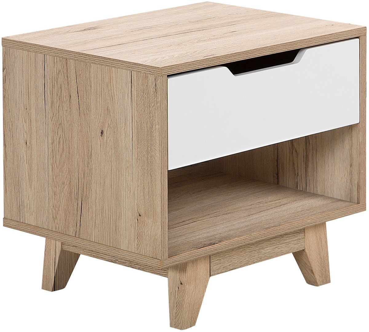 Beliani SPENCER - Nachtkastje - Lichte houtkleur/Wit - MDF Bruin