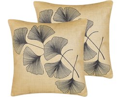 Omslag van BELIANI WAKAD - Sierkussen set van 2 - Beige - 45 x 45 cm - Polyester