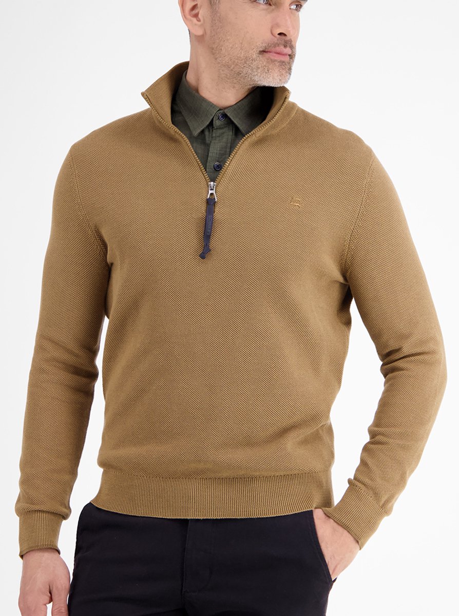 Lerros - Half zip trui - Heren - XXL - 756 LIGHT COFFEE - Katoen - 2585413