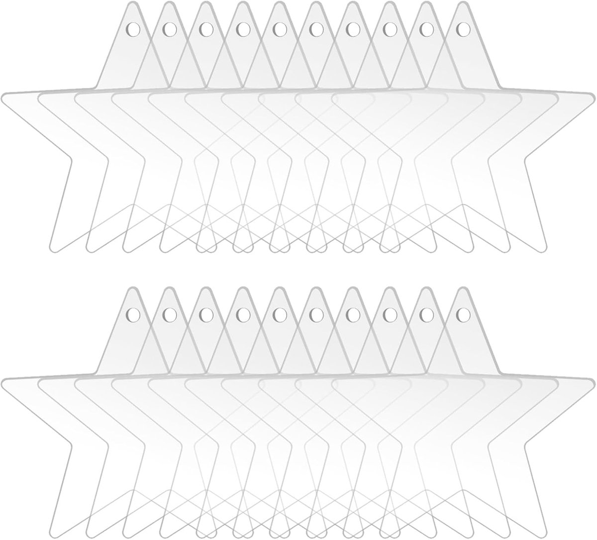 Kerstboomversiering set van 20 acryl transparante sterren, kerstboomhangers en ornamenten voor Kerstmis.
