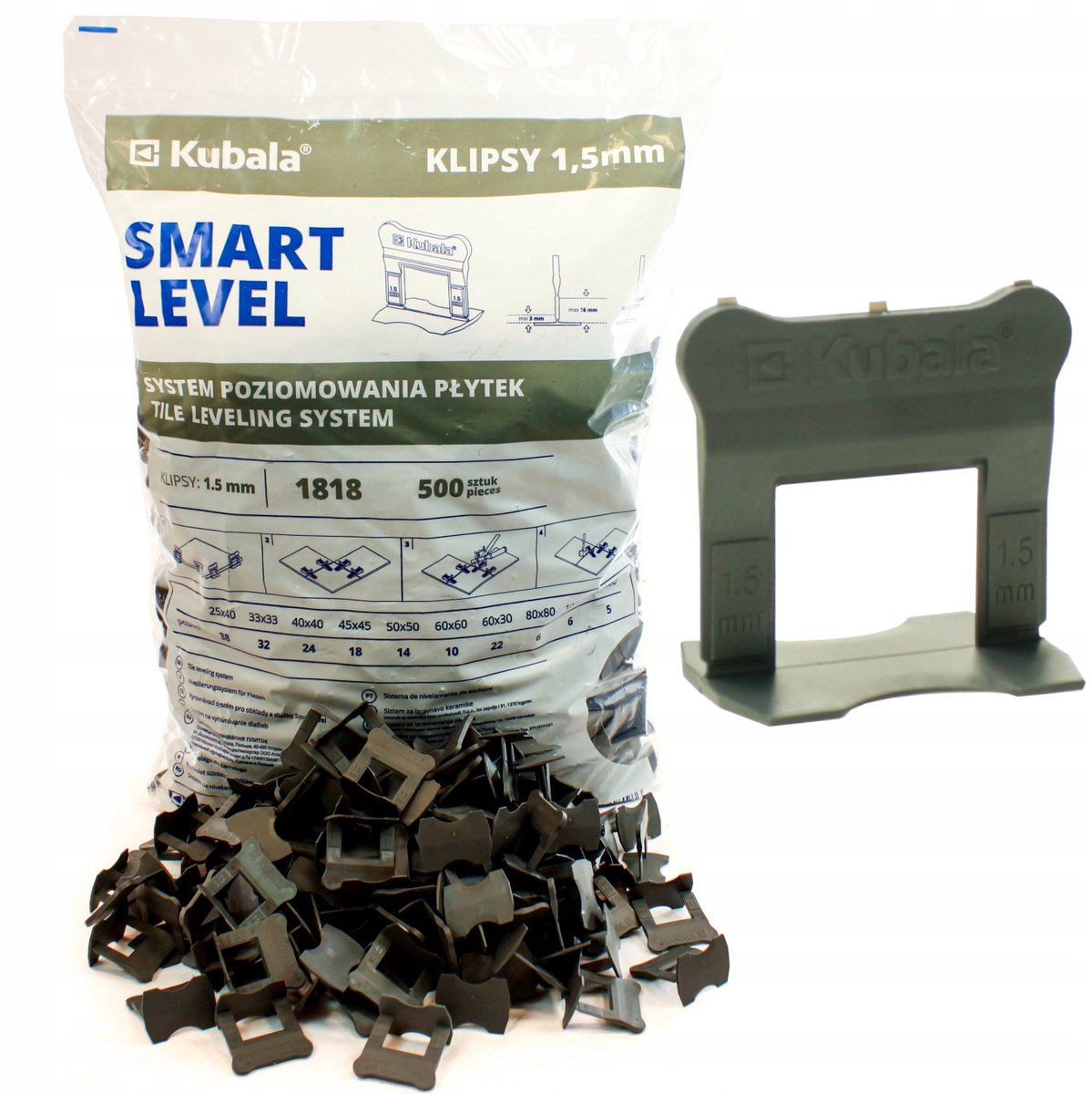 Kubala Smart Level Clips 1,5mm - 500 Stuks
