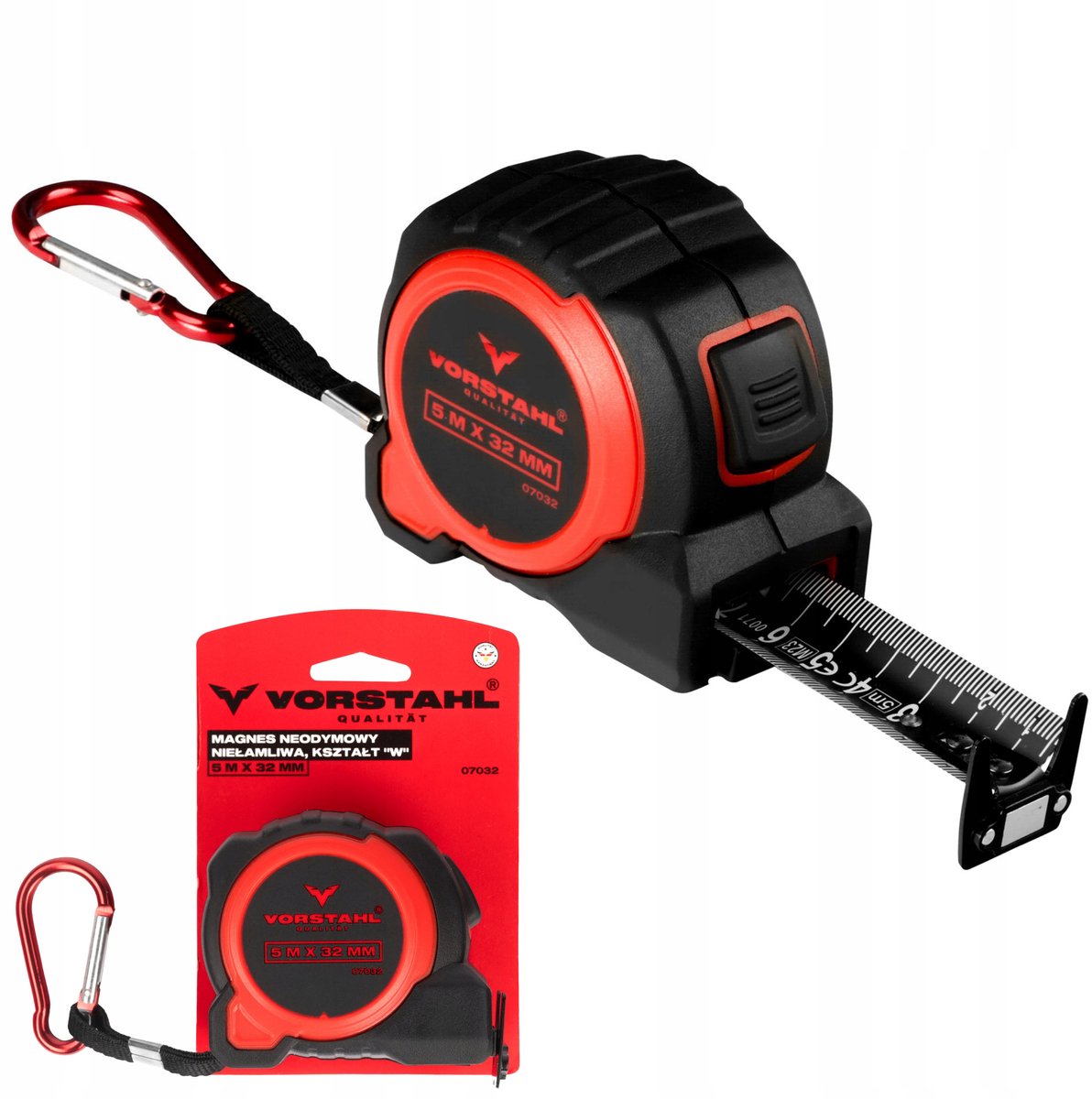 Vorstahl Rolbandmaat 5m x 32mm - Dubbelzijdig, Magneet, Duurzaam