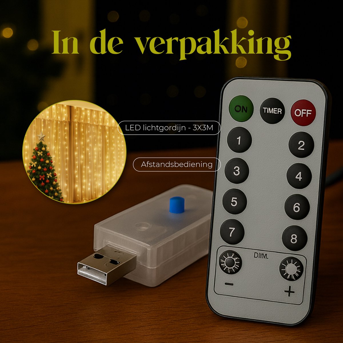 Giftmas LED Lichtgordijn – Inclusief Afstandsbediening - 300 LED's – 3x3m - Kerstversiering - Lichtgordijn Binnen en Buiten – foto 8