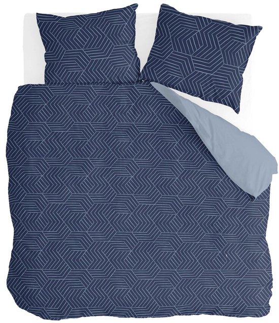 Byrklund Dekbedovertrek Lined Grid - 240x220 - 100% Polyester - Donker Blauw