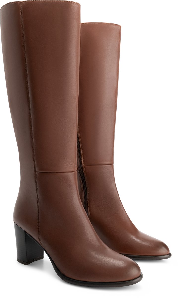Jilsen Dames Laarzen Brede Schacht en Laarzen Brede Kuiten Nikita in Chestnut Kuitomtrek 48 cm, schoenmaat 42