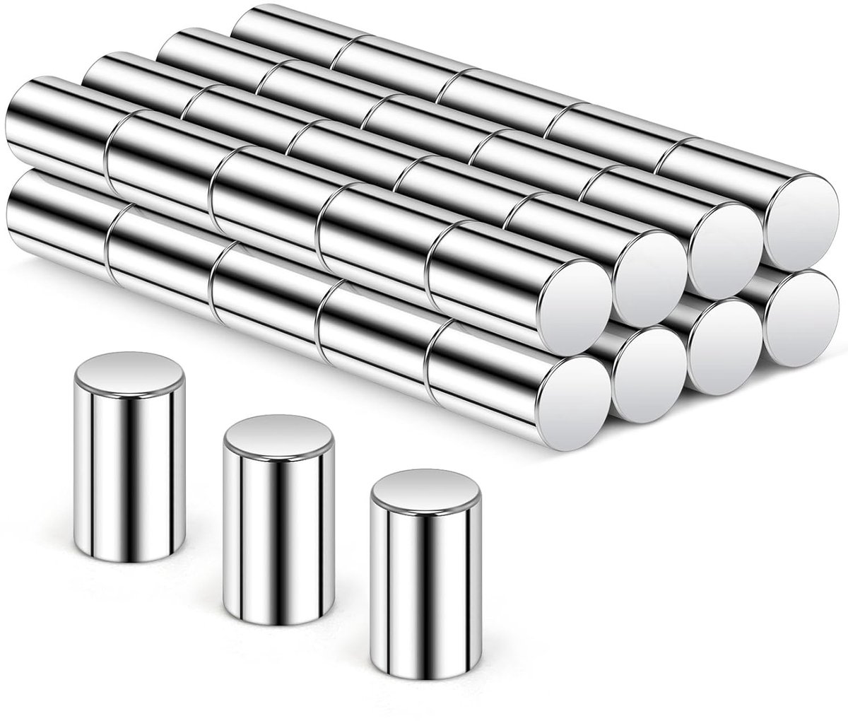 magneten - 40 stuks - 6 × 10 mm - neodymium - kleine - sterk prikbord - zilver