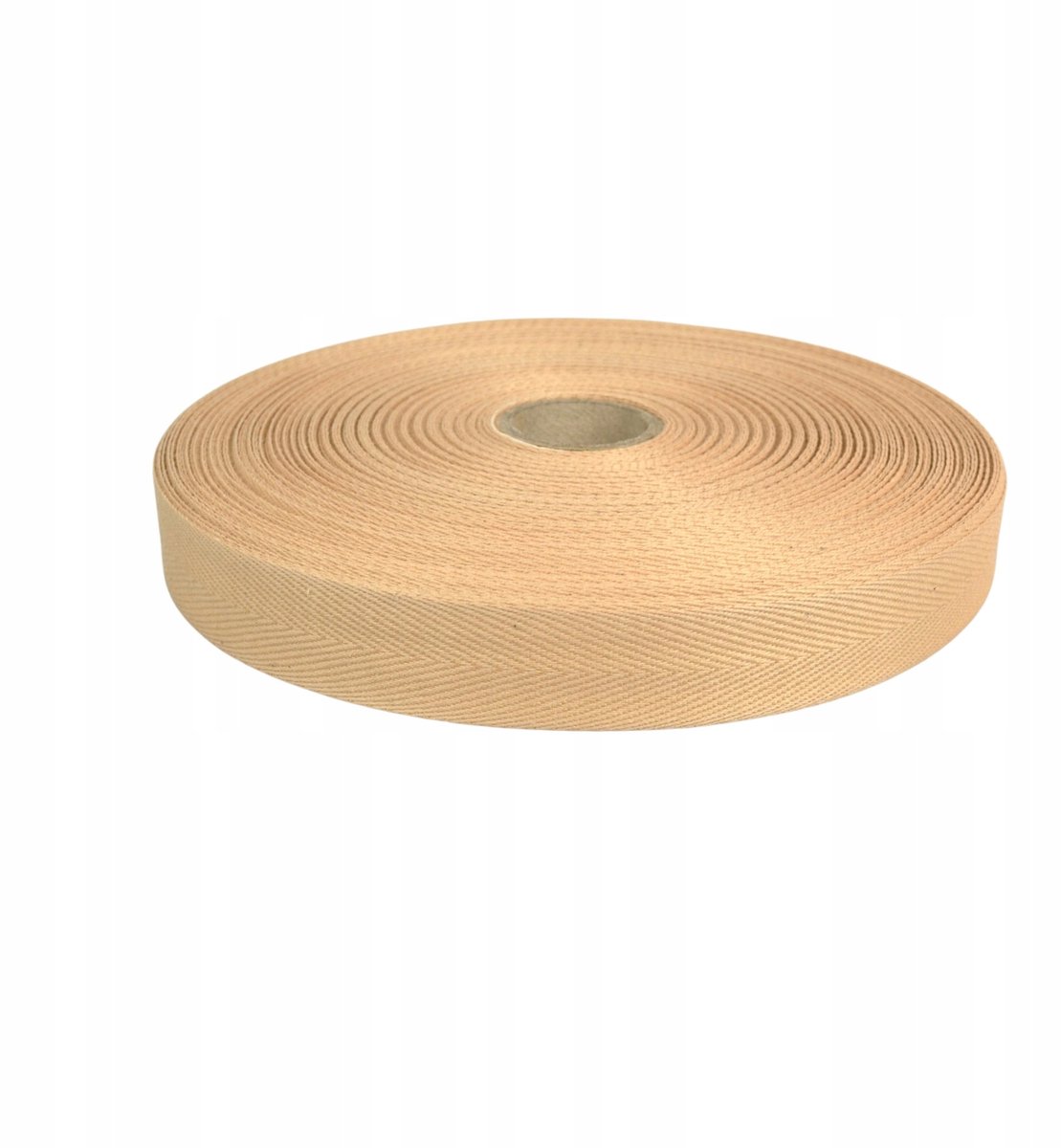 Beige katoenen visgraattape 10 mm 50 m rol - naai- en ambachtelijke tape
