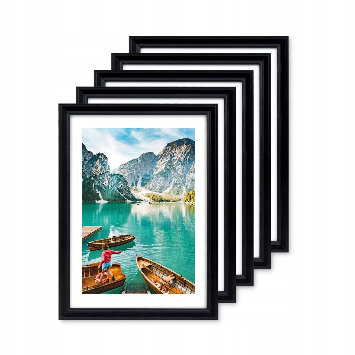 Luca Houten Fotolijsten Set 5 stuks 21x30 cm Zwart