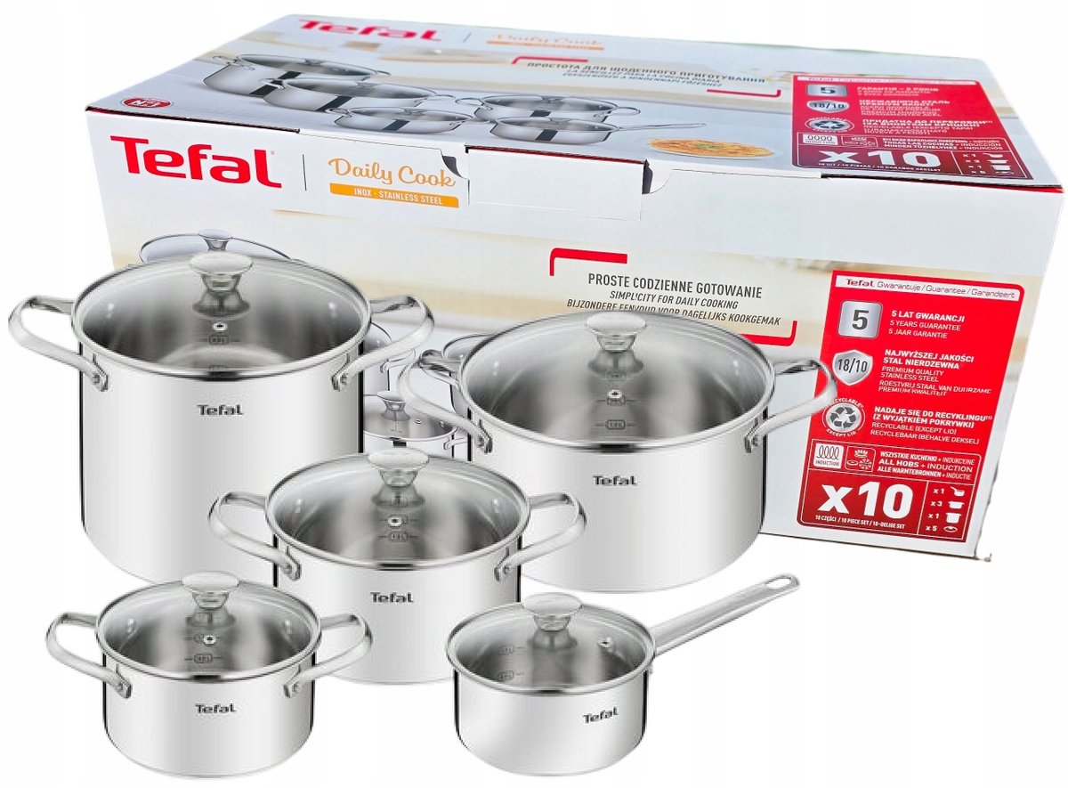 Tefal Daily Cook 10-delige Pannenset - RVS, Inductie
