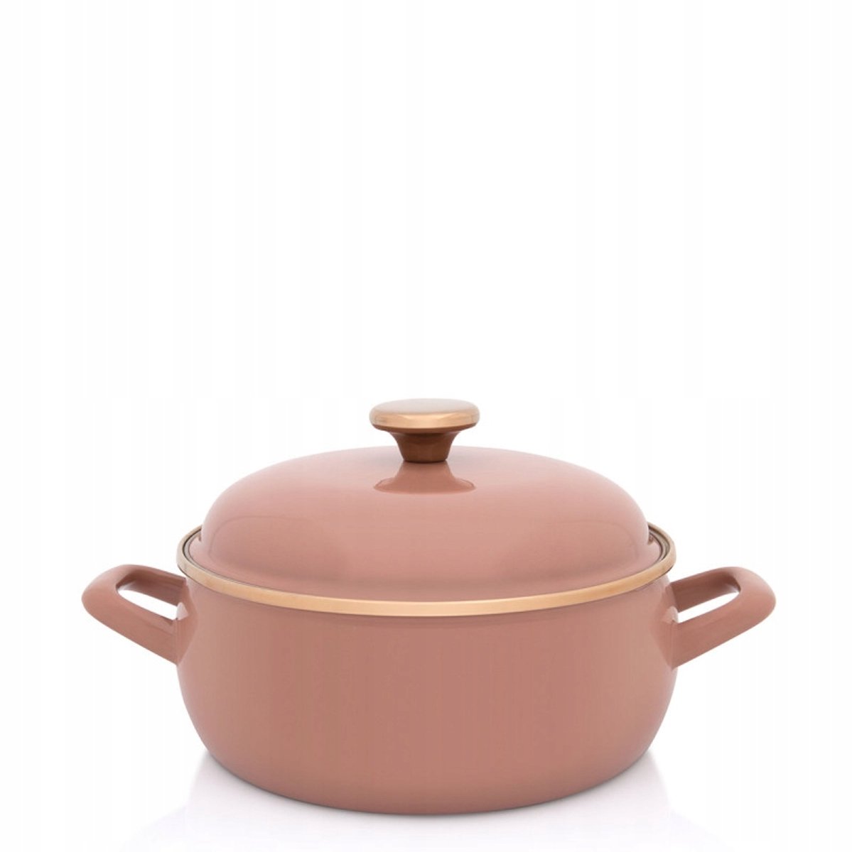Lage Emaille Pan met Deksel 22cm, 3,8L, Beige - Mokka Collectie