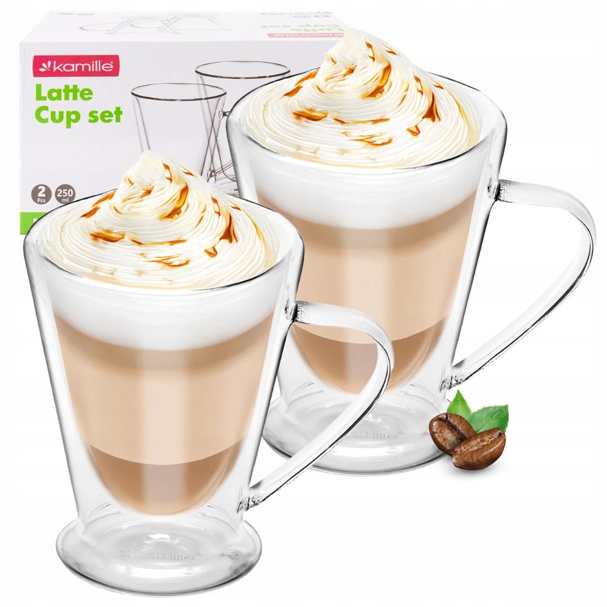 Kamille Thermische Glazen 2 st. 250ml - Dubbelwandig voor Koffie & Thee
