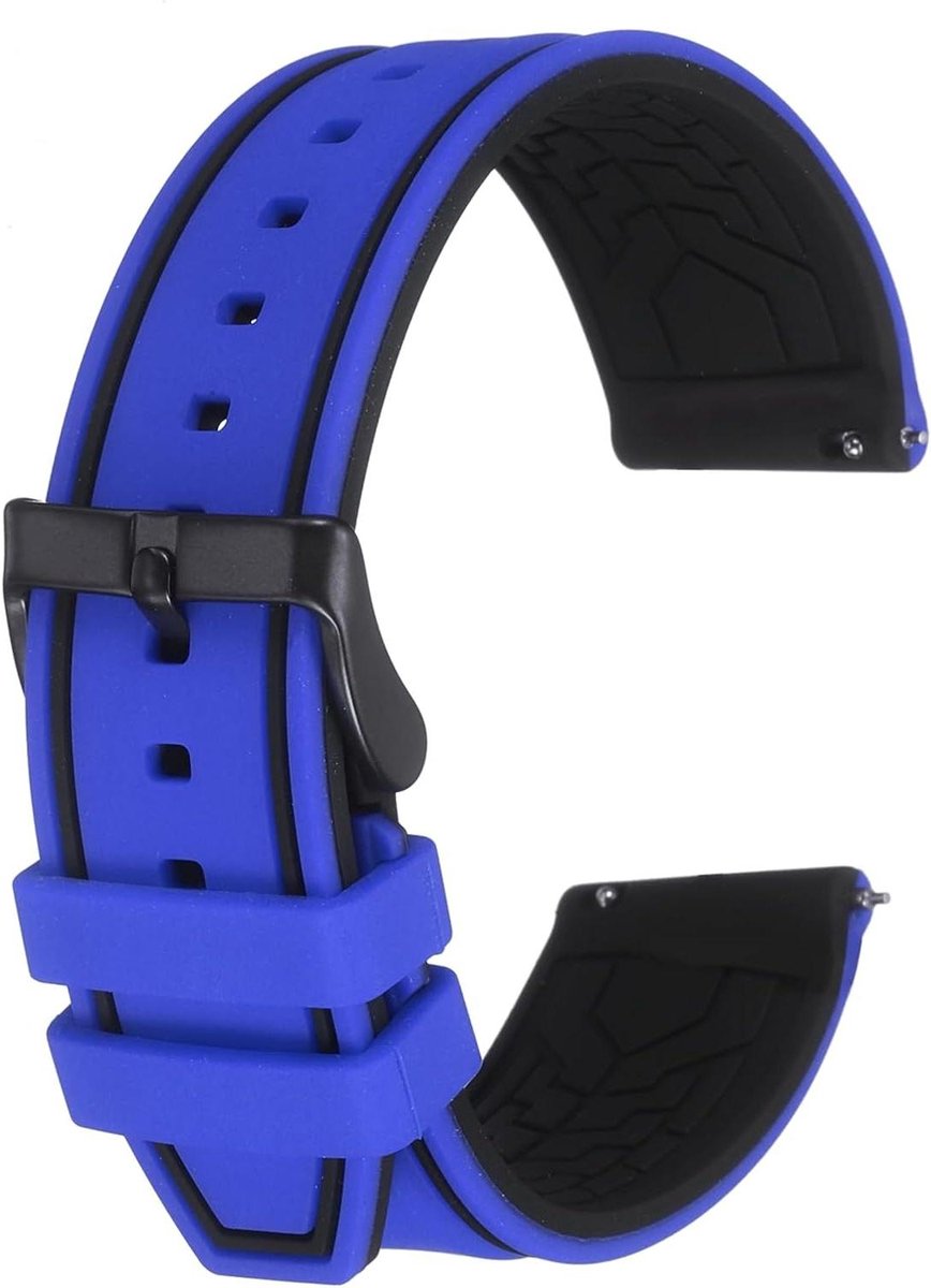22 mm Brede Zachte Siliconen Horlogebandje met Snelsluiting en Matte Zwarte Gesp - Hemelsblauw - Unisex - Comfortabel en Stijlvol