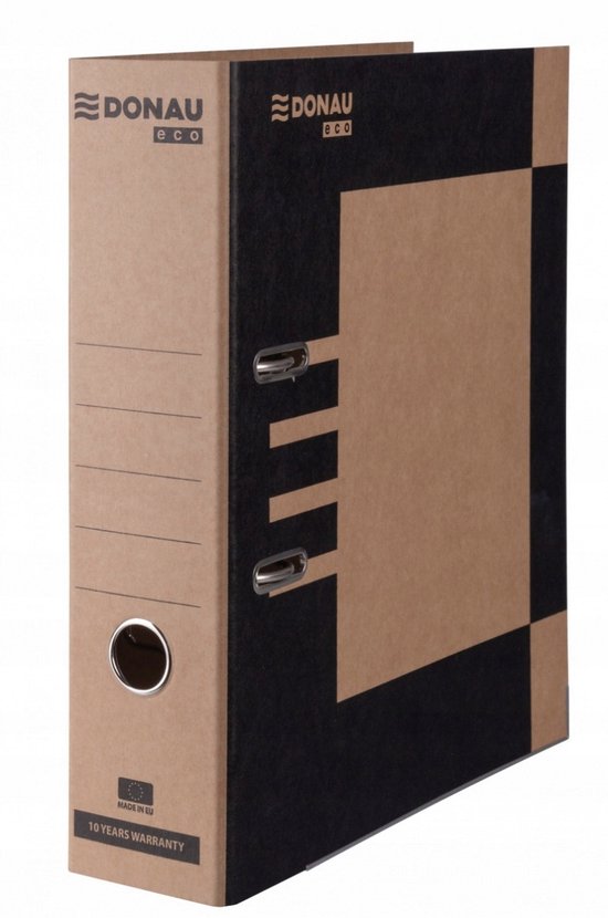 DONAU Binder hendelboogvijl/map Premium ECO Maxi FSC/pak van 10-10 stuks/ breed/DIN A4 8 cm - 80 mm/bruin beige/natuurlijk/versterkingstape/gemaakt in de EU