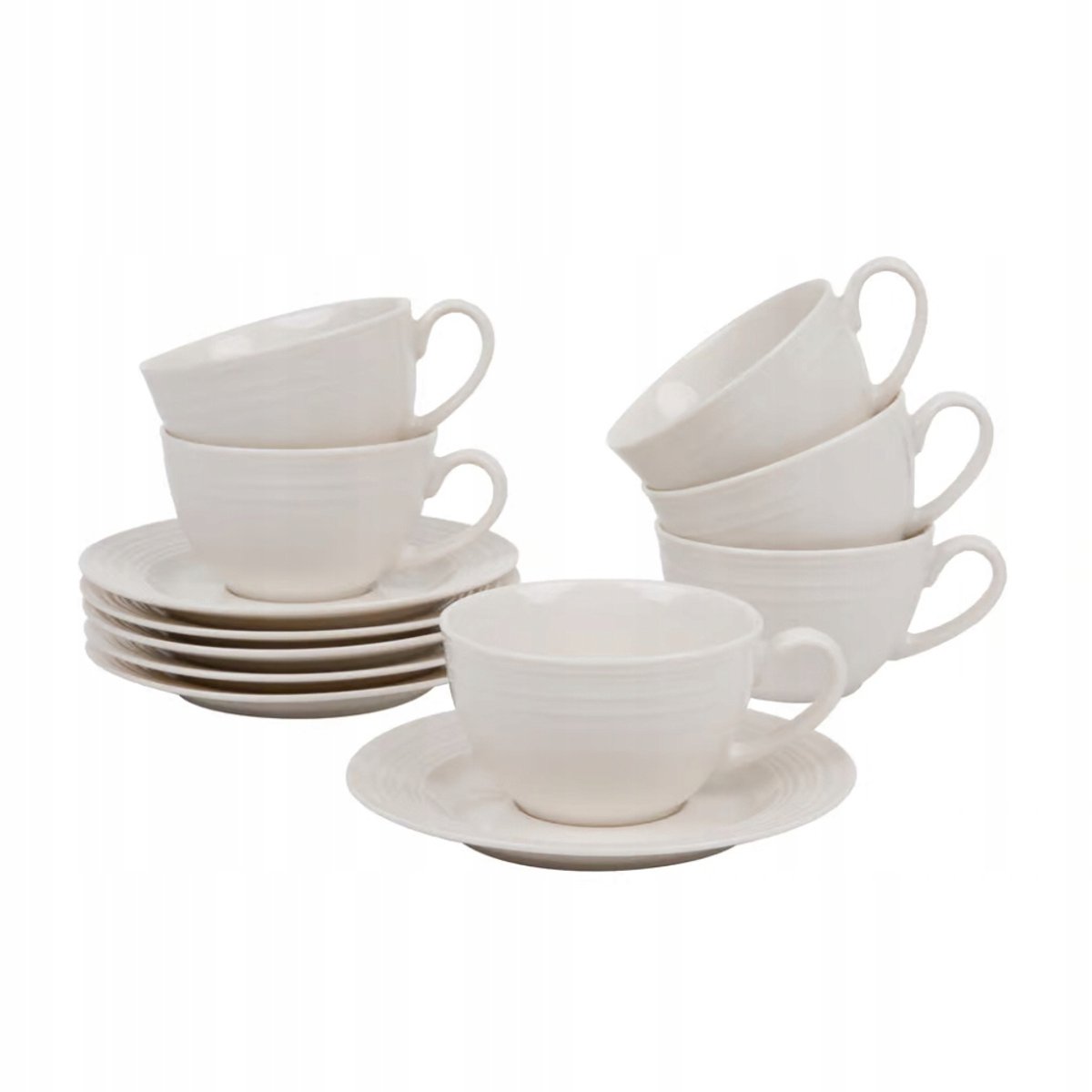 Porseleinen Koffie- en Theekopjes met Schotels, Set van 6