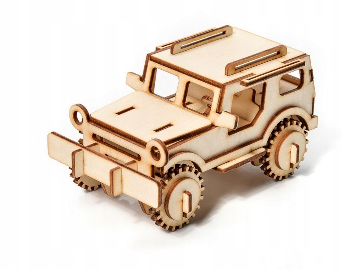 Houten 3D Jeep Model Bouwpakket - Educatief Speelgoed