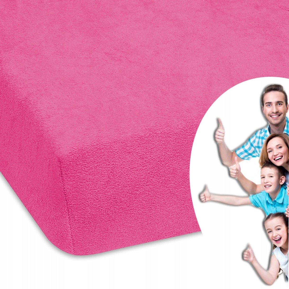 Badstof laken met elastiek voor kinderbed 80x160 cm - Roze