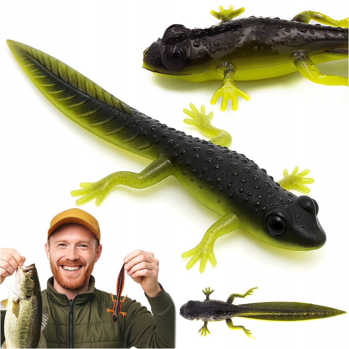 Weegschaal Lokt Kikkervisje Staart 21cm 35g - Heet Geel Plastic aas