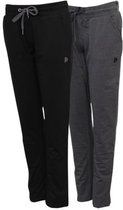 2-Pack Donnay - Stretch Joggingbroek met rechte pijp (Nadia) - Sportbroek - Dames - Black/Charcoal-marl (1076) - maat XL