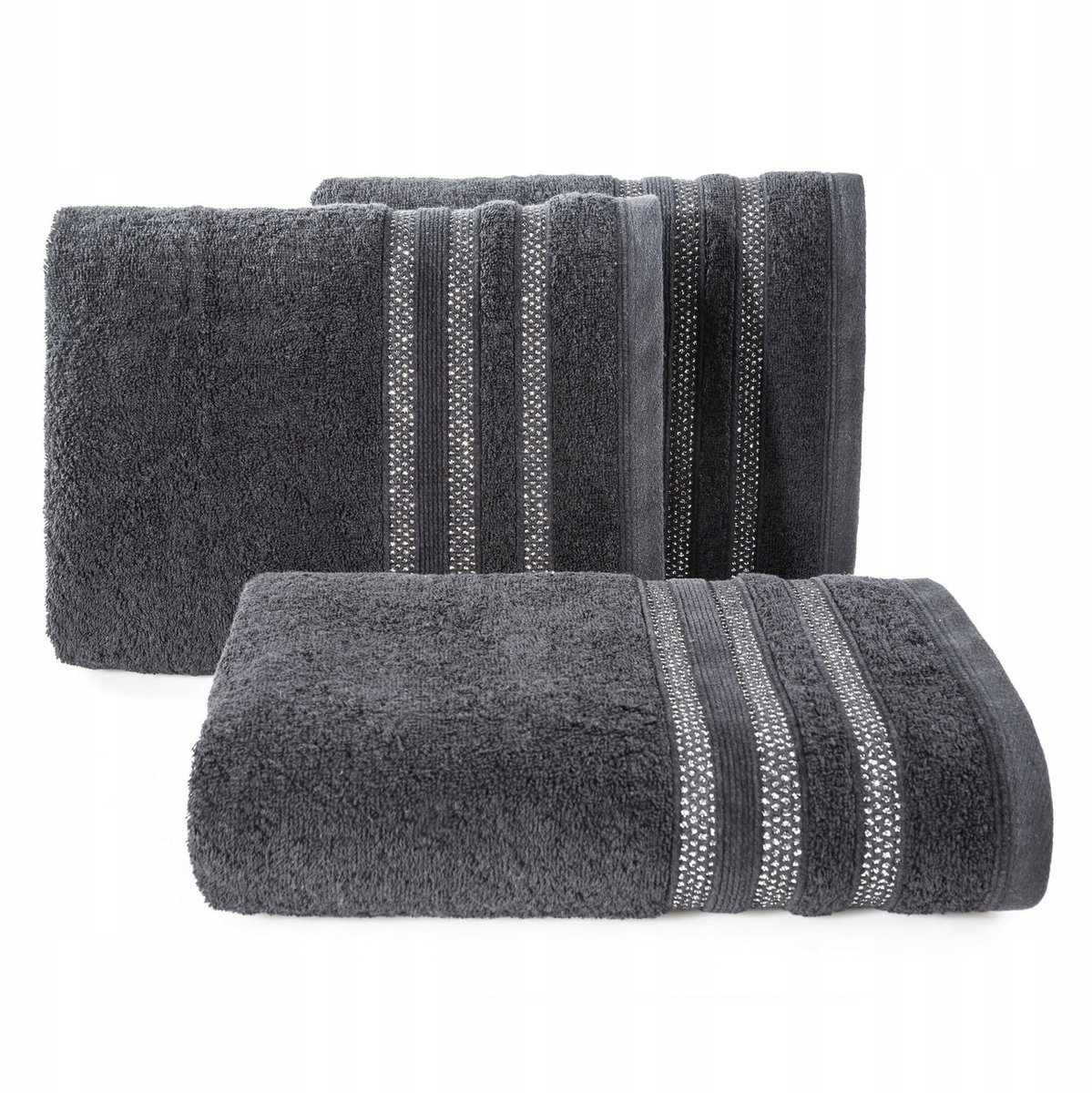 Eurofirany Judy Badhanddoek 70x140 cm Zwart - Luxe Katoen