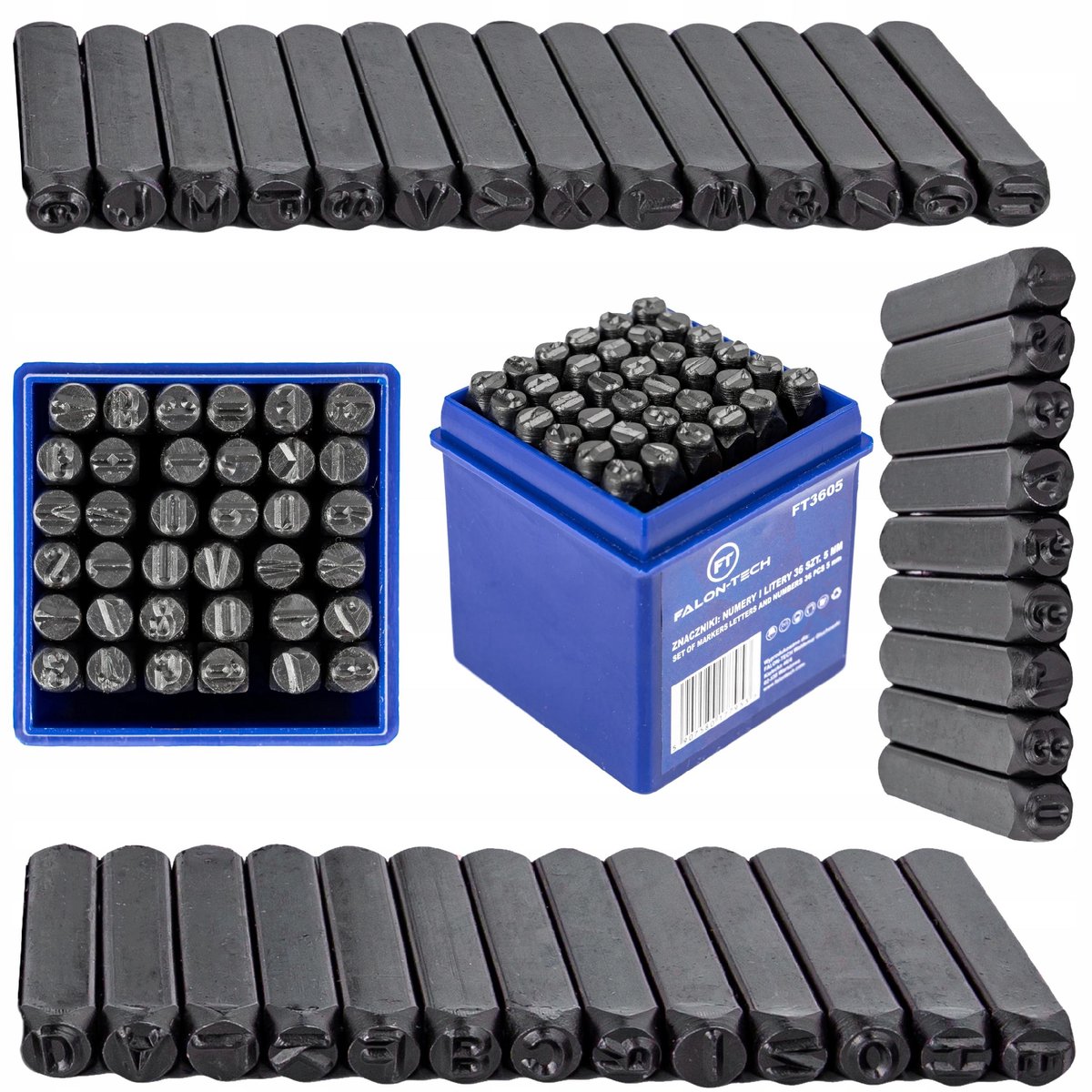 Falon-Tech 36-delige Stempelset Letters Cijfers 5 mm Metaal