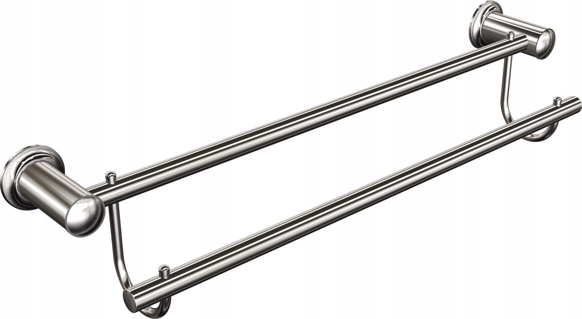 Dubbele Handdoekhouder Chroom 70 cm - Messing & Zink-Aluminium