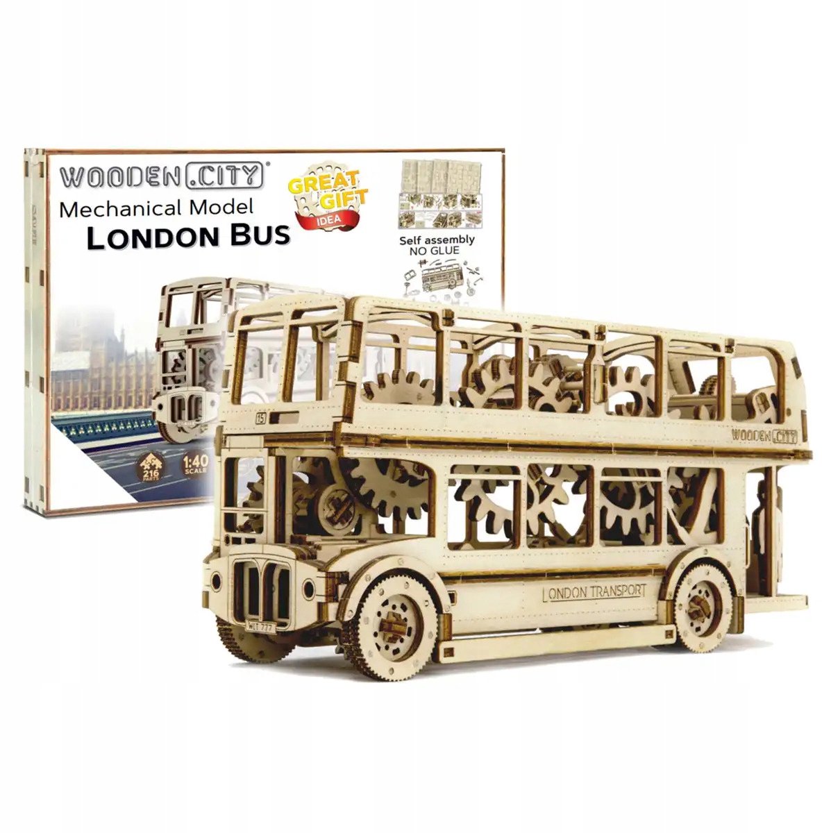 Houten Londense Dubbeldekker 3D-puzzel - Mechanisch model