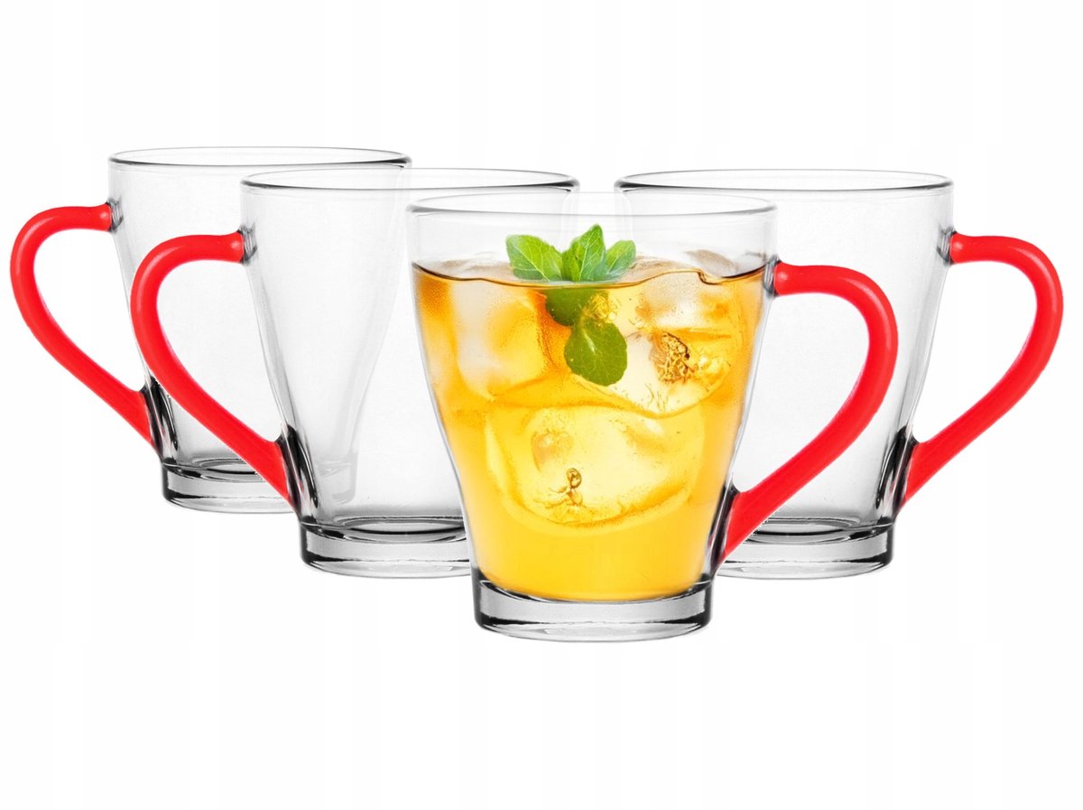 Glasmark Rode Handvat Glazen 200ml - Set van 4